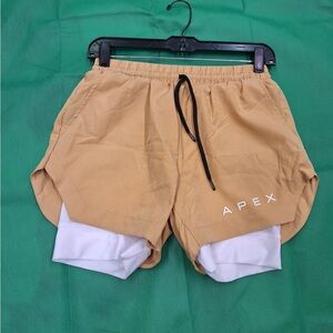Apex Men's Athletic Tan Shorts with White Details